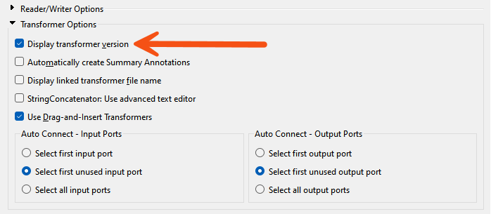Checking display transformer version
